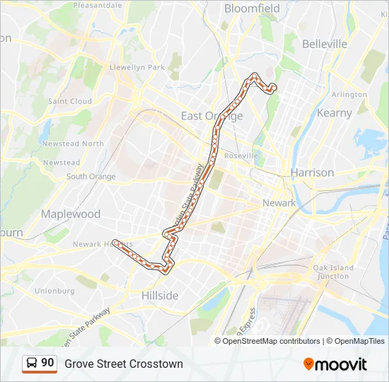 90 Bus Line Map