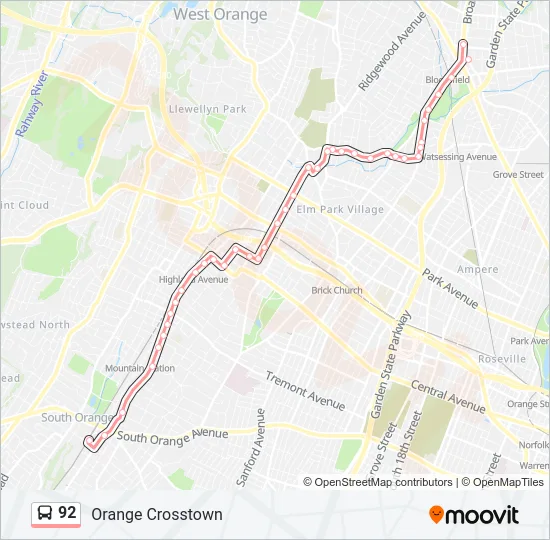 92 Bus Line Map