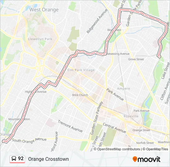 92 Bus Line Map