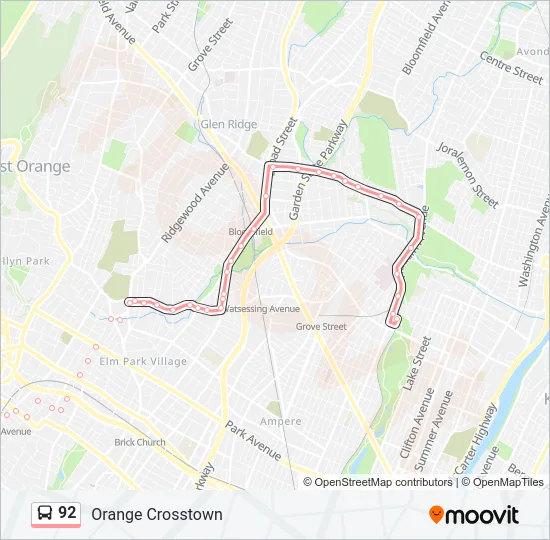 92 Bus Line Map