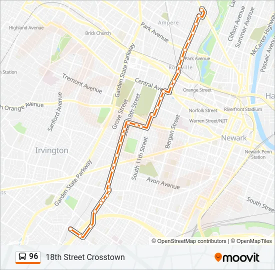 96 Bus Line Map