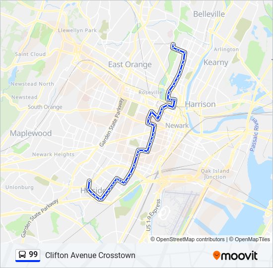 99 Route: Schedules, Stops & Maps - Clifton Ave Hillside (Updated)