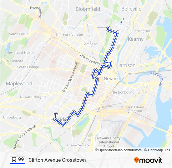 99 Route: Schedules, Stops & Maps - Clifton Ave Hillside (Updated)