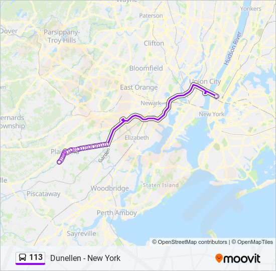 113 bus Line Map