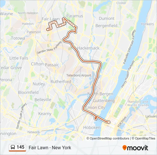 145 Bus Line Map