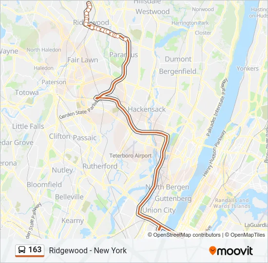 163 Bus Line Map
