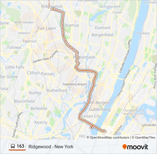 163 bus Line Map