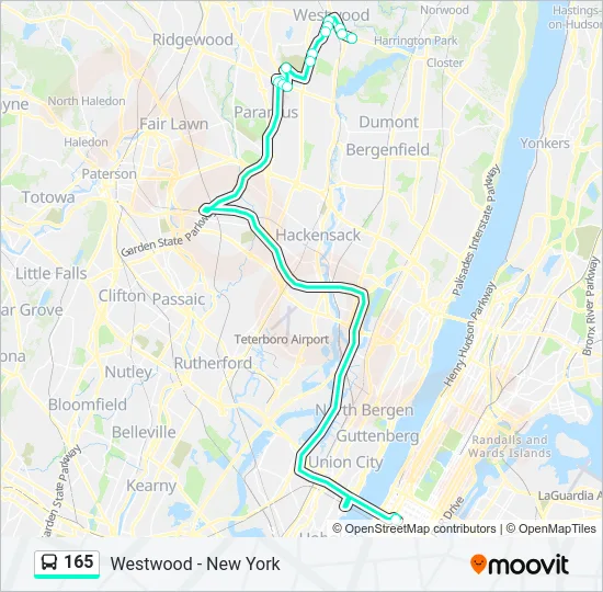 Nj Transit Bus Zone 1 Map 165 Route Schedules Stops Maps 165fp New York Forest Ave Parkway Exp Updated