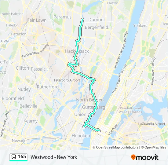 Bus 165 Route Map 165 Route: Schedules, Stops & Maps - New York Via Teterboro (Updated)