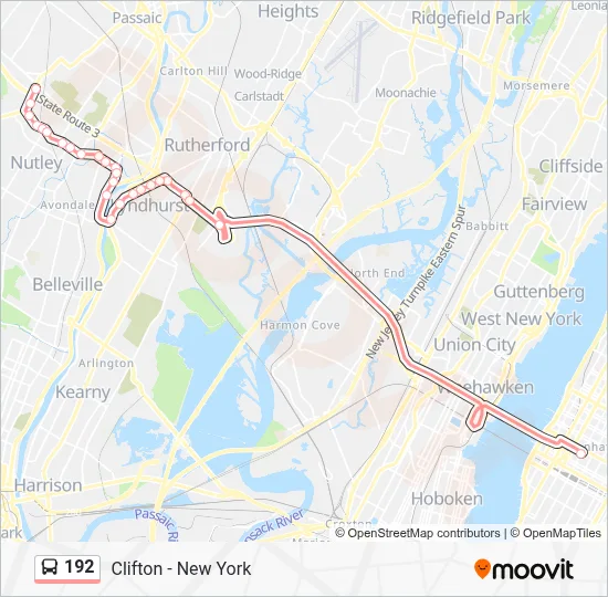 192 Route: Schedules, Stops & Maps - Allwood Circle Via Nutley (Updated)