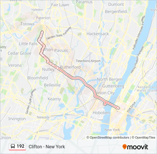 192 Bus Line Map
