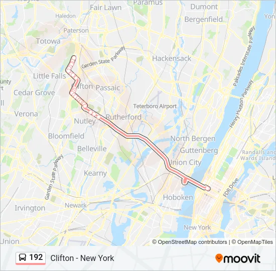 192 Bus Line Map