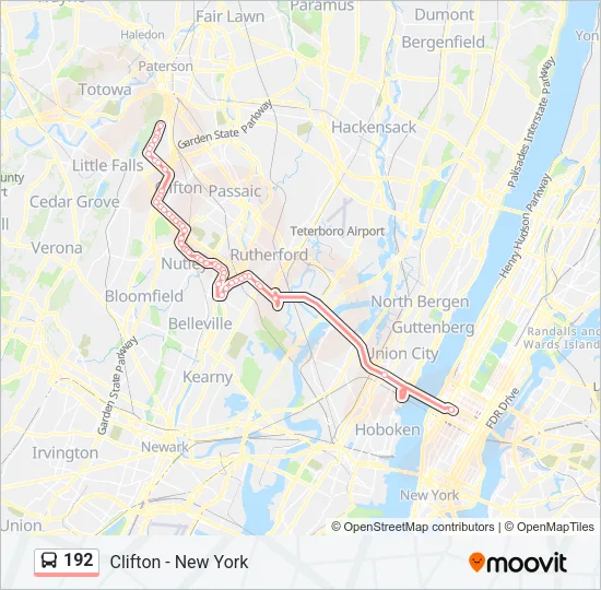 192 Bus Line Map