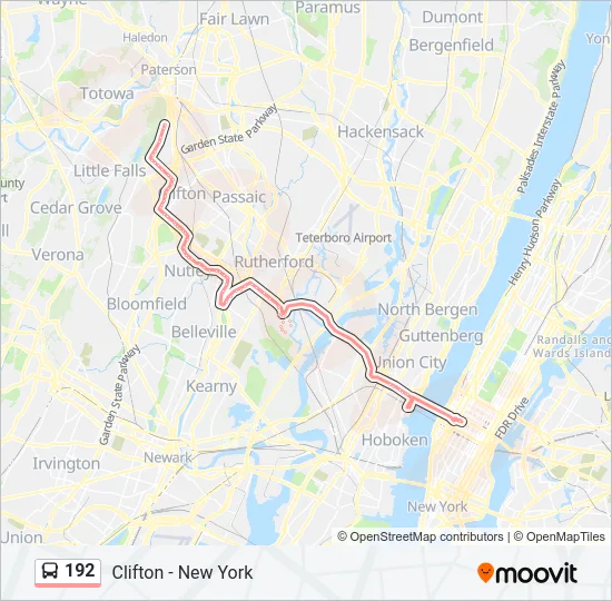 192 Bus Line Map