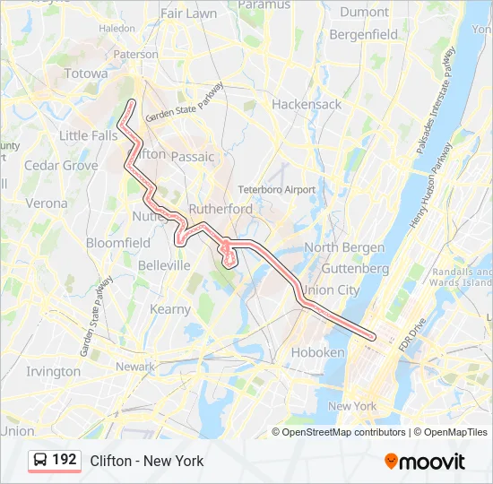192 Bus Line Map