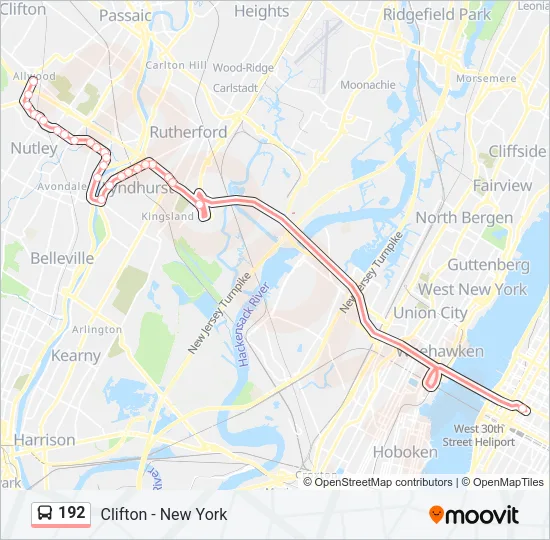 192 Bus Line Map
