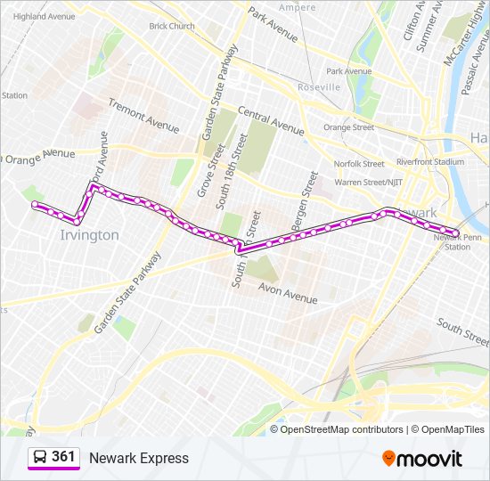 361 bus Line Map