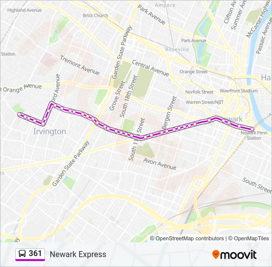 361 Bus Line Map