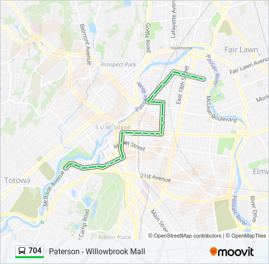 704 bus Line Map