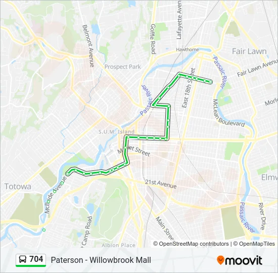 704 Bus Line Map