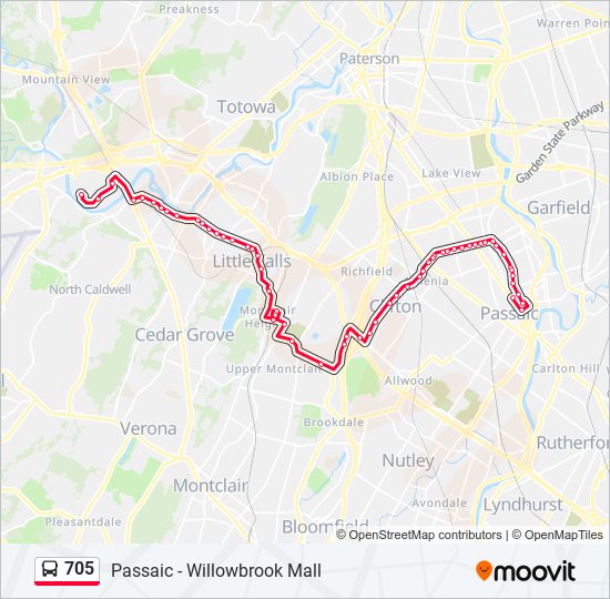 Mapa de 705 de autobús