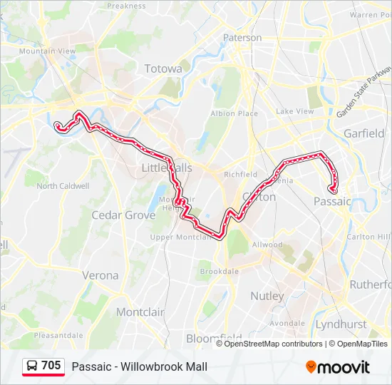 705 Bus Line Map