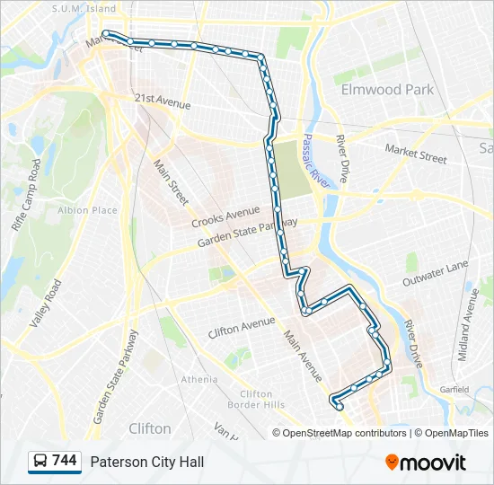 744 Bus Line Map