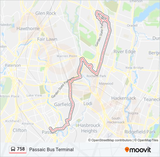 758 bus Line Map