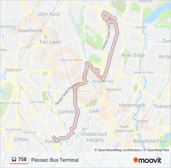 758 Bus Line Map