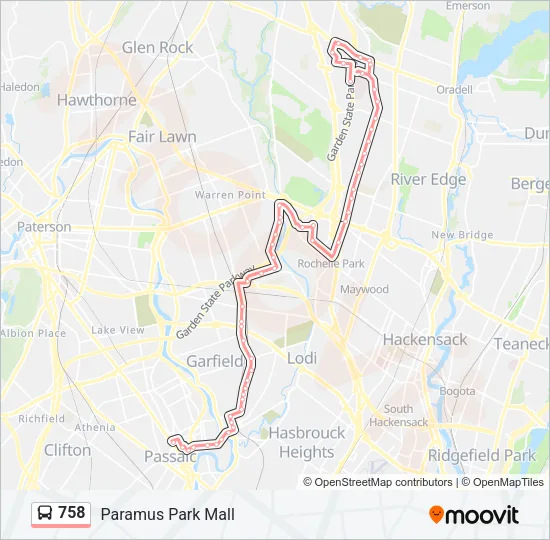 758 Bus Line Map