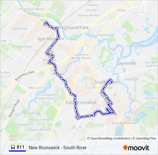 811 bus Line Map