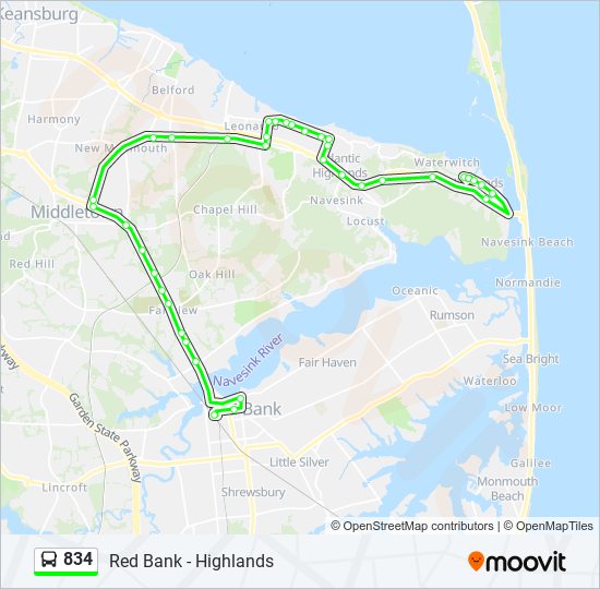 834 bus Line Map