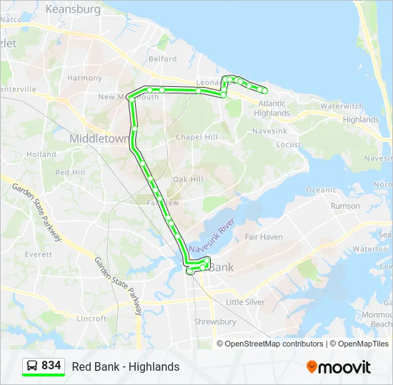 834 Bus Line Map
