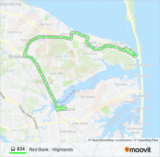834 Bus Line Map