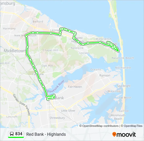 834 Bus Line Map