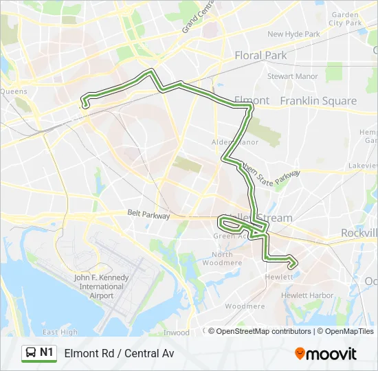 N1 Bus Line Map