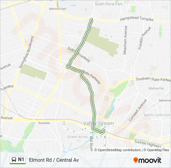 N1 Bus Line Map