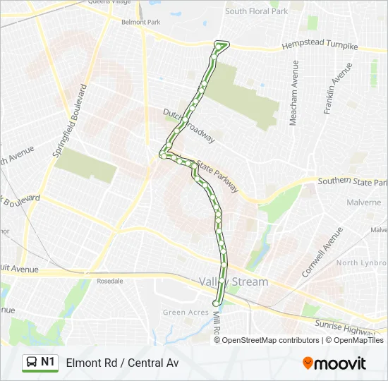 N1 Bus Line Map