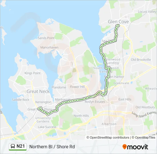 N21 Bus Line Map