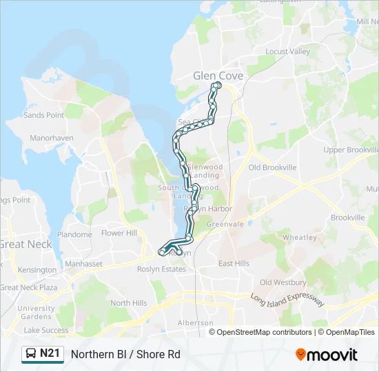 N21 Bus Line Map