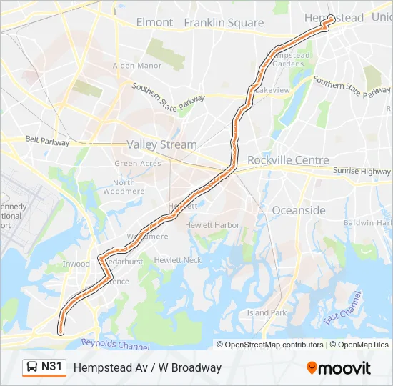 N31 Bus Line Map