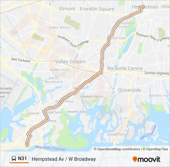 N31 Bus Line Map