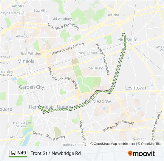 Mapa de N49 de autobús