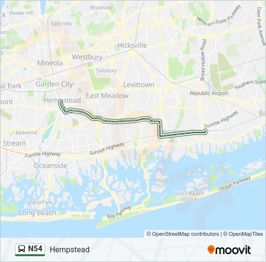 N54 Bus Line Map