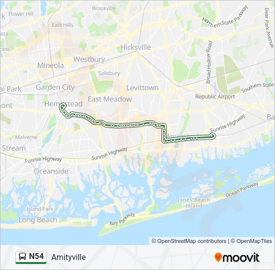N54 Bus Line Map