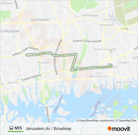 N55 Bus Line Map