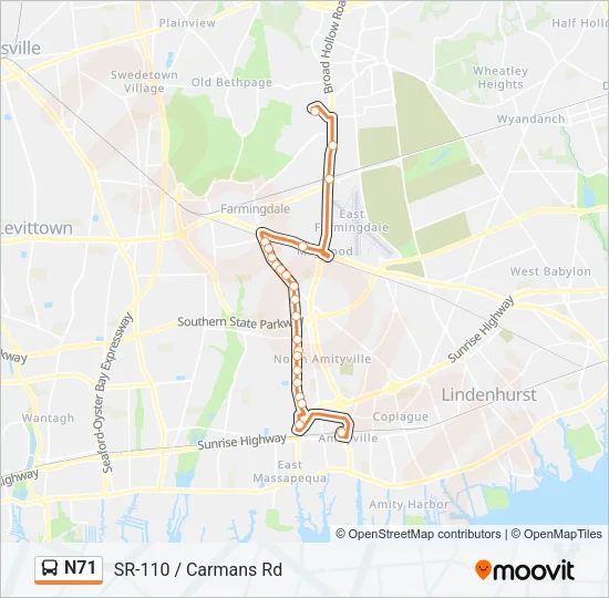 N71 Bus Line Map