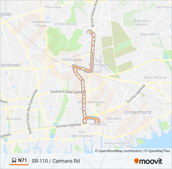 N71 bus Line Map