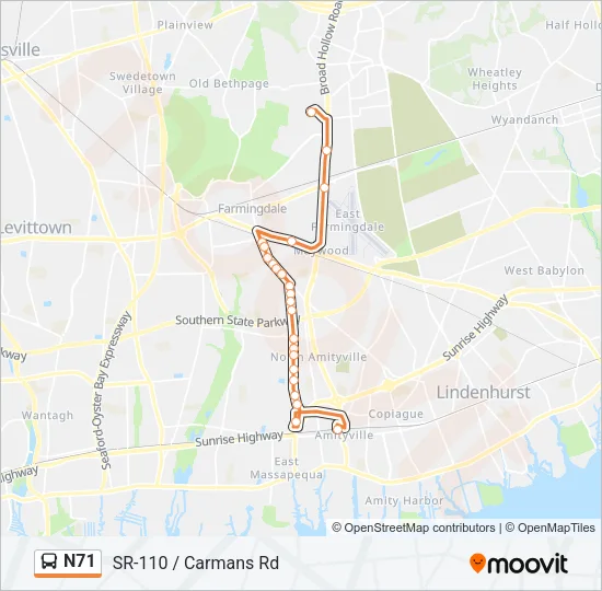 N71 Bus Line Map