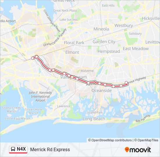 N4X Bus Line Map